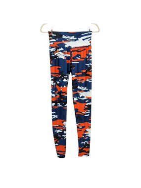 Majestic Zubaz Denver Broncos Womens Medium Leggings Camouflage Blue Orange Logo